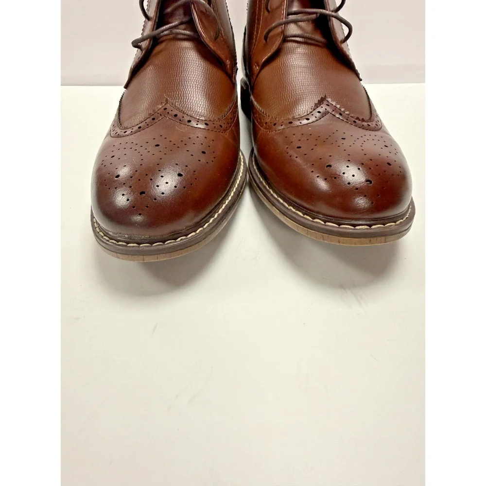 Freeman Mens Wingtip Chukka Boots Brown Lace Up Dress Casual Comfort Size 12M